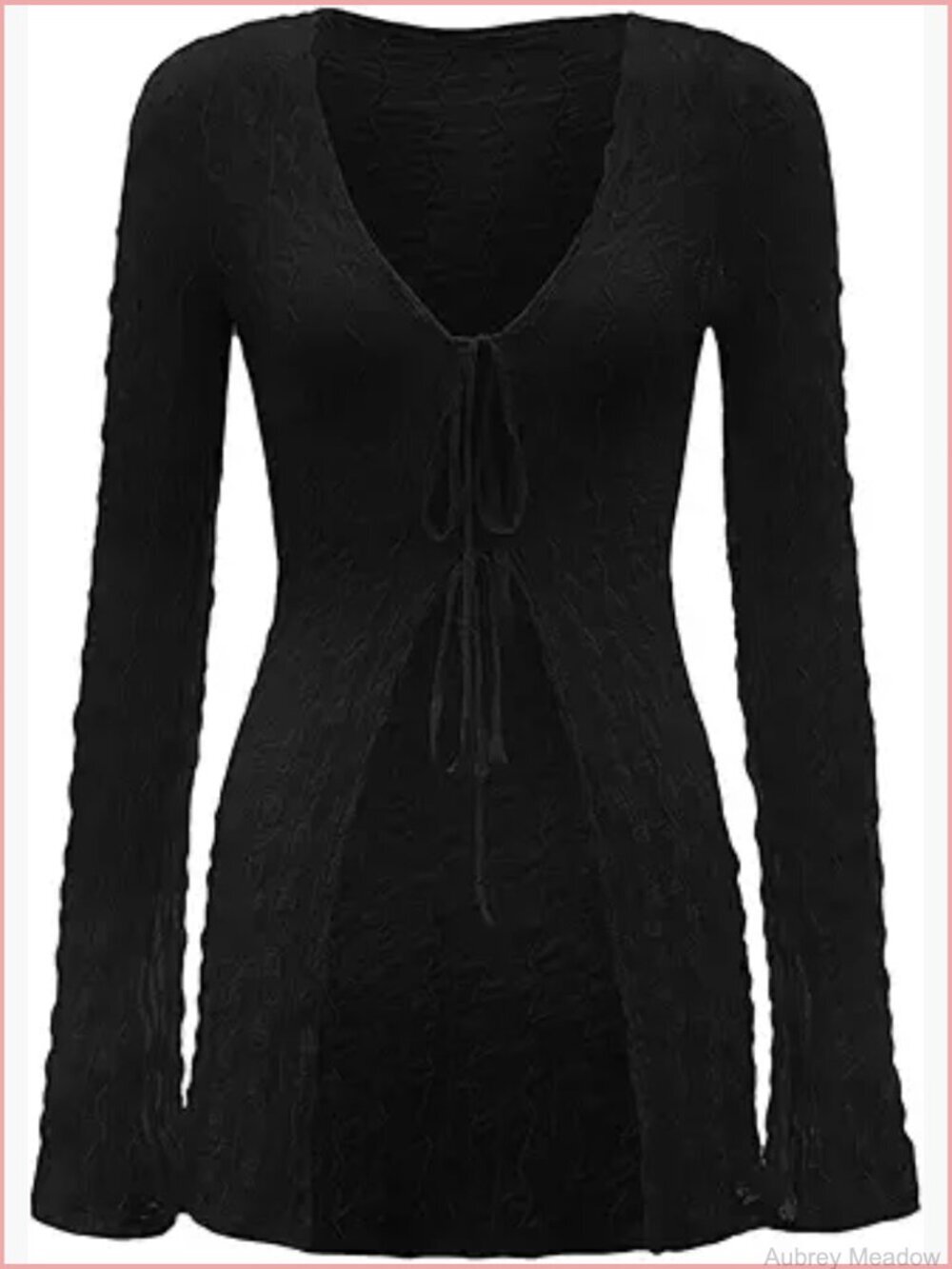 Bell Long Sleeve Tie Front Cardigan Sheer Lightweight Bolero Shrug Y2k